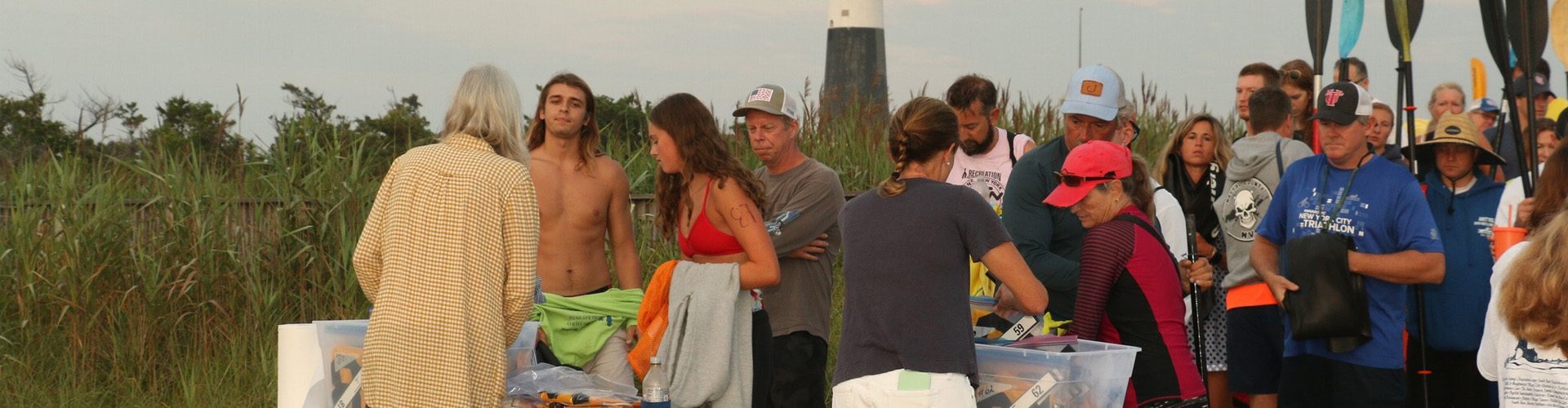 Swimmers racing across the Great South Bay